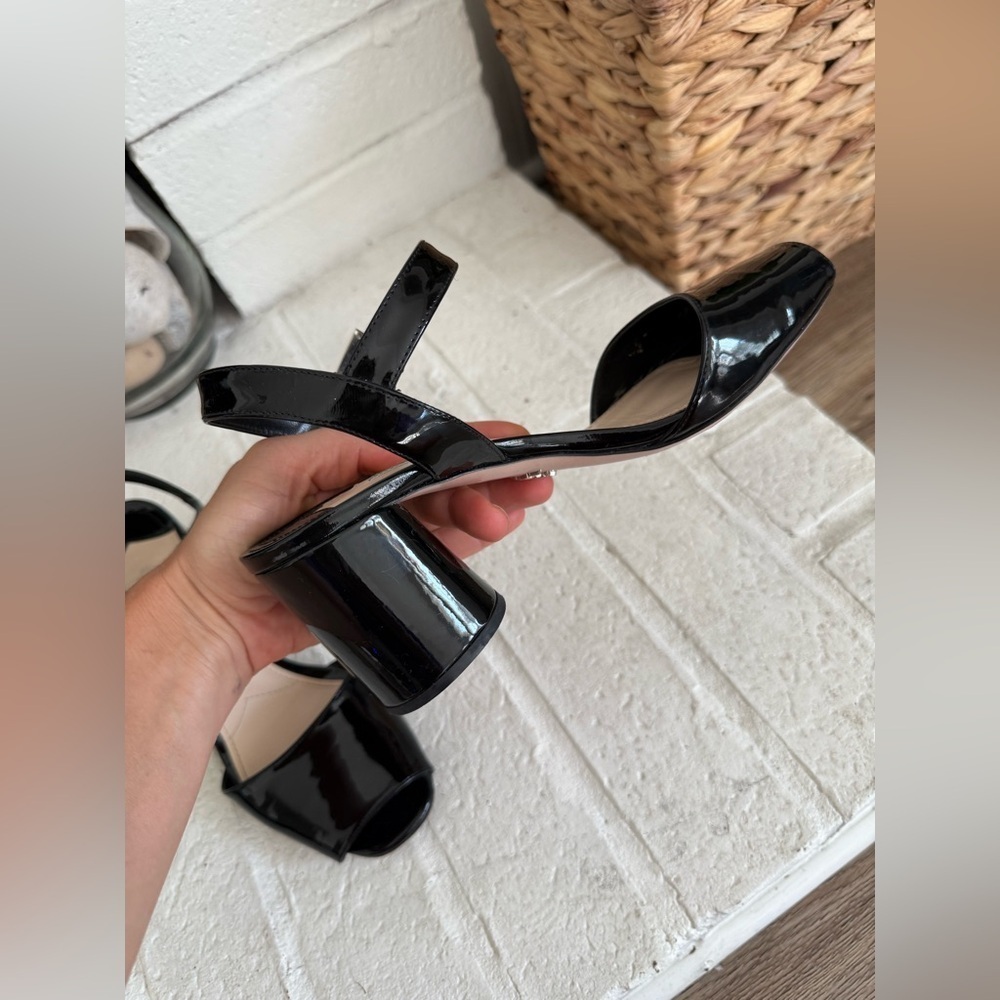 PRADA Round Heel Ankle Strap Slingback Sandal Shoe 36 - 5.5 Black Patent - Picture 11 of 14